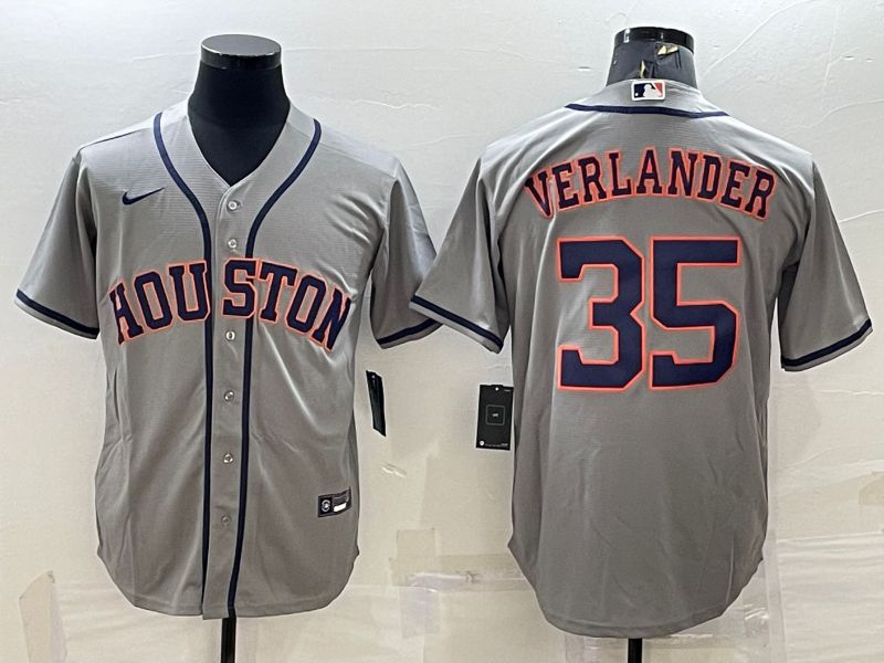 Men Houston Astros #35 Verlander Grey Game Nike 2022 MLB Jersey1